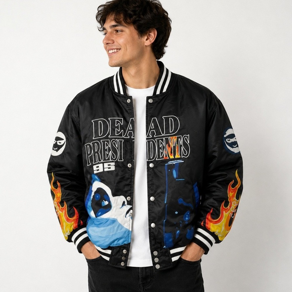 Hodgdon Classics Dead Presidents 1995 Double Sided Movie AOP Jacket Men's Size L
